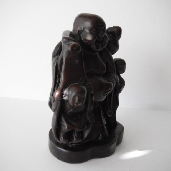 Vintage Asian Wise Man Figurine Heavy Red Resin Cast Carved Miniature 5.1/4" - Picture 7 of 9